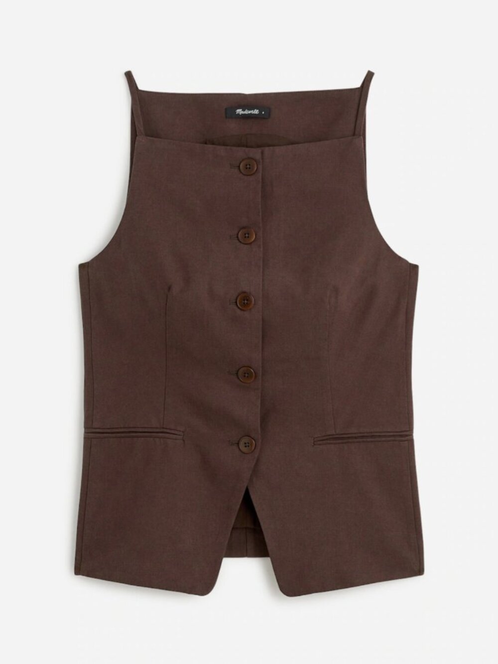 Madewell Brown Square-Neck Vest in Drapey Twill, Size 10, Excellent Condition